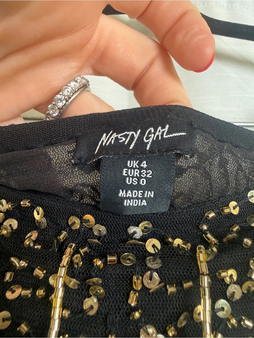 Nasty Gal Black & Gold Beaded Fringe Skirt Gatsby Festival Luxe | NWT Size 0 - Picture 12 of 15